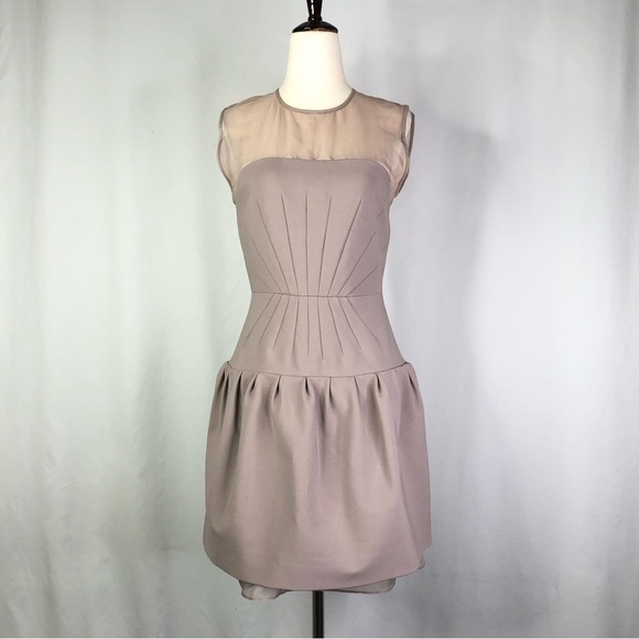 Diane Von Furstenberg Yarra dress muted mauve jersey organza sheer bodice 6 - Picture 1 of 11